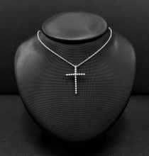 Load image into Gallery viewer, 14k White Gold Diamond Cross Necklace
