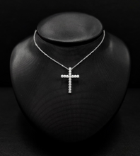 Load image into Gallery viewer, 14k White Gold Diamond Cross Necklace
