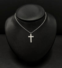 Load image into Gallery viewer, 14k White Gold Diamond Cross Necklace
