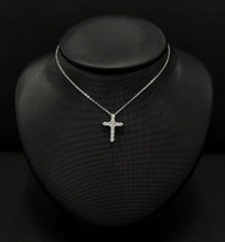 Load image into Gallery viewer, 14k White Gold Diamond Cross Necklace
