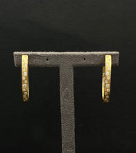 Load image into Gallery viewer, 14k Yellow Gold Diamond Flush Set Oval Hoop Earrings
