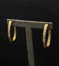 Load image into Gallery viewer, 14k Yellow Gold Diamond Flush Set Oval Hoop Earrings
