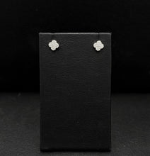 Load image into Gallery viewer, 14k White Gold Diamond Clover Stud Earrings
