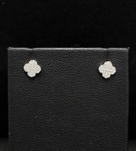 Load image into Gallery viewer, 14k White Gold Diamond Clover Stud Earrings
