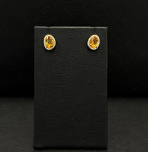 Load image into Gallery viewer, 14k Yellow Gold Citrine &amp; Diamond Earrings
