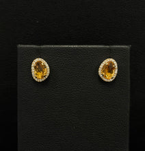 Load image into Gallery viewer, 14k Yellow Gold Citrine &amp; Diamond Earrings
