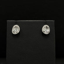 Load image into Gallery viewer, 14k White Gold White Topaz &amp; Diamond Earrings
