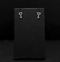 Load image into Gallery viewer, 14k White Gold Diamond Key Heart Stud Earrings
