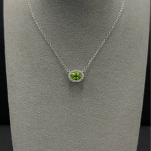 Load image into Gallery viewer, 14k White Gold Peridot and Diamond Necklace
