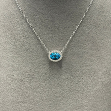 Load image into Gallery viewer, 14k White Gold Blue Topaz and Diamond Necklace
