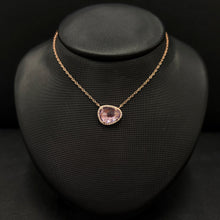 Load image into Gallery viewer, 14k Rose Gold Pink Amethyst &amp; Diamond Necklace
