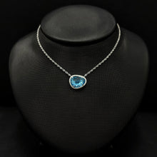 Load image into Gallery viewer, 14k White Gold Blue Topaz &amp; Diamond Necklace
