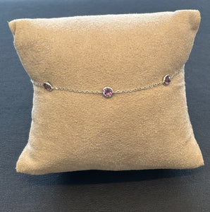 One Ladies 14k White Gold Amethyst 7" Bracelet