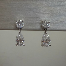 Load image into Gallery viewer, 18k White Gold Drop Pear Shaped Earrings
