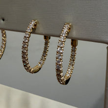 Load image into Gallery viewer, 14k Yellow Gold Diamond Inside Outside Hoop Earrings
