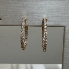Load image into Gallery viewer, 14k Yellow Gold Diamond Inside Outside Hoop Earrings
