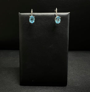 14k White Gold Blue Topaz Earrings