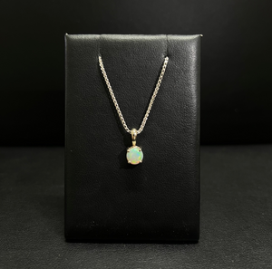 14k White Gold Opal Necklace