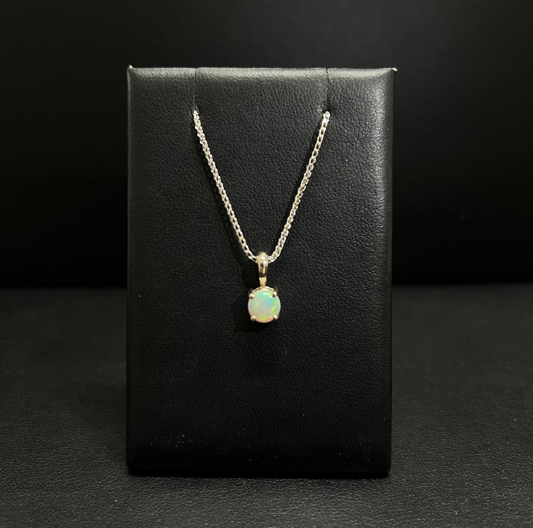 14k White Gold Opal Necklace