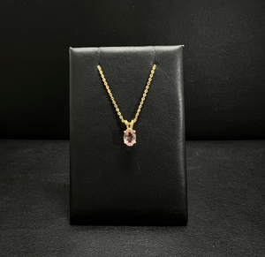 14k Yellow Gold Oval Light Pink Tourmaline Necklace