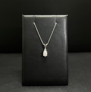 14k White Gold Diamond and Opal Necklace