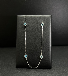 14k White Gold Eight Stone Blue Topaz Necklace