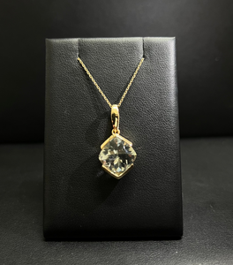 14k Yellow Gold Green Amethyst Pendant