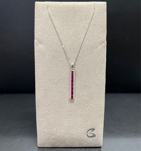 One Ladies 14k White Gold Diamond and Ruby Necklace