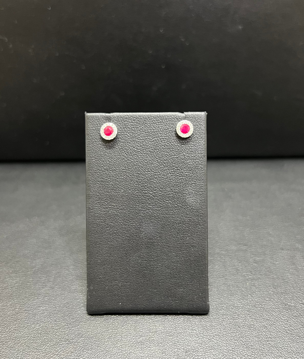 14k White Gold Ruby and Diamond Earrings