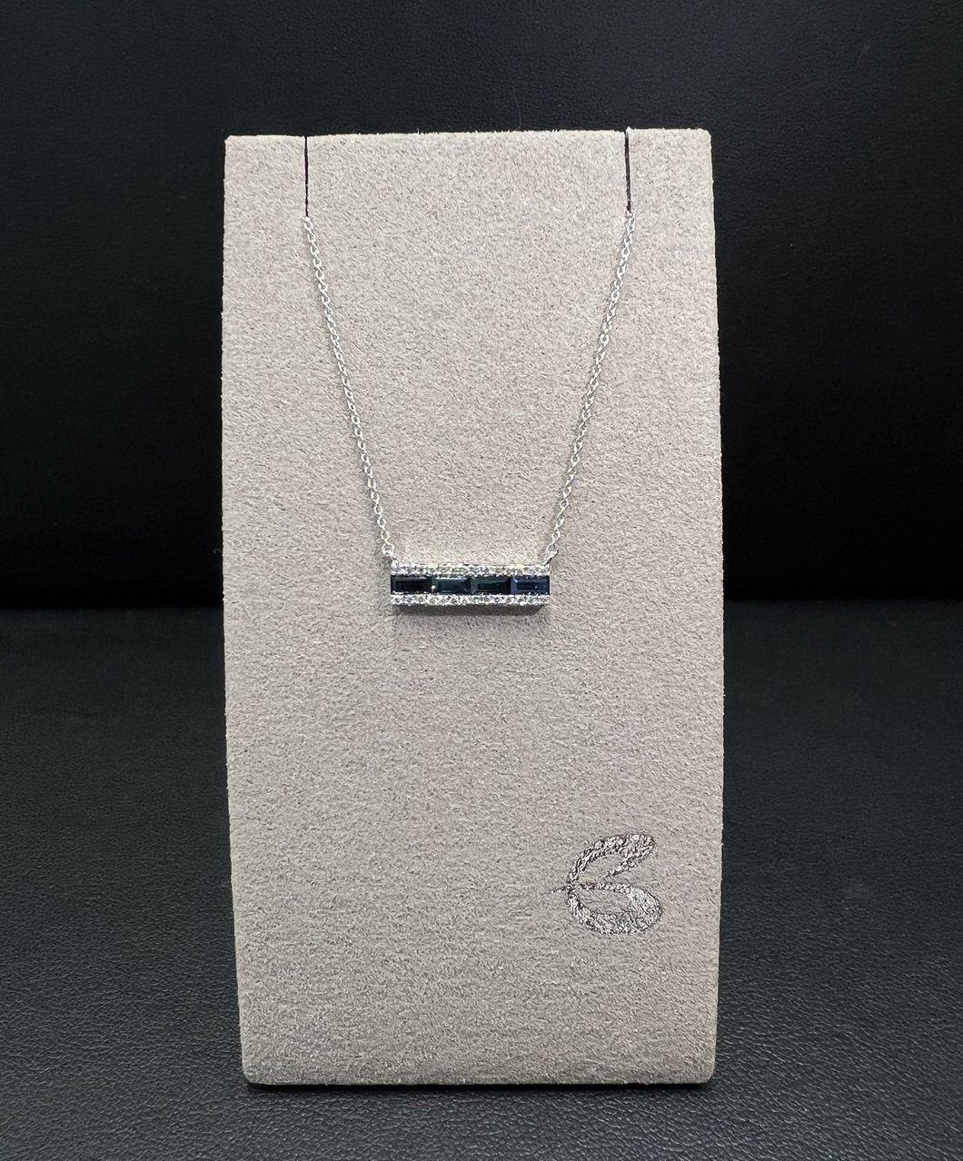 14k White Gold Sapphire and Diamond Necklace