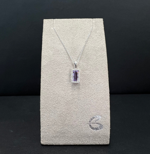 14k White Gold Amethyst and Diamond Necklace