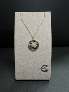 14k Yellow Gold Diamond Turtle Abalone Necklace
