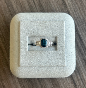 14k White Gold London Blue Topaz and Diamond Ring