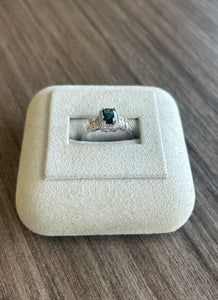 14k White Gold London Blue Topaz and Diamond Ring