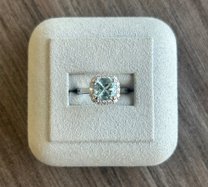 14k White Gold Aquamarine and Diamond Ring