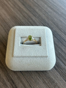 14k Yellow Gold Peridot and Diamond Ring