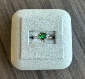 14k White Gold Tsavorite and Diamond Ring