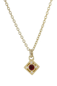 John Medeiros Gilded Collection CZ and Garnet 6mm 16" Yellow Tone Necklace.