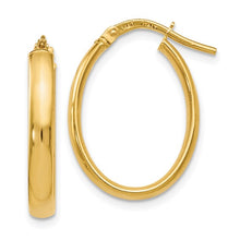 Load image into Gallery viewer, 14k Yellow Gold Polished Oval Hoop Earrings
