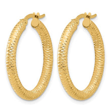 Load image into Gallery viewer, 14k Yellow Gold Diamond-Cut Round Hoop Earrings

