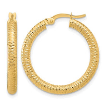 Load image into Gallery viewer, 14k Yellow Gold Diamond-Cut Round Hoop Earrings
