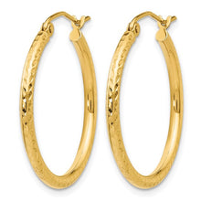 Load image into Gallery viewer, 14k Yellow Gold Diamond-Cut Round Hoop Earrings
