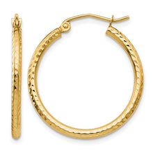 Load image into Gallery viewer, 14k Yellow Gold Diamond-Cut Round Hoop Earrings
