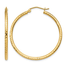 Load image into Gallery viewer, 14k Yellow Gold Diamond-Cut Round Hoop Earrings
