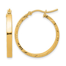 Load image into Gallery viewer, 14k Yellow Gold Diamond-Cut Edge Hoop Earrings
