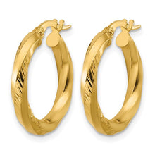 Load image into Gallery viewer, 14k Yellow Gold Polished and Diamond-Cut Hoop Earrings
