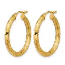 Load image into Gallery viewer, 14k Yellow Gold Polished and Grooved Round Hoop Earrings
