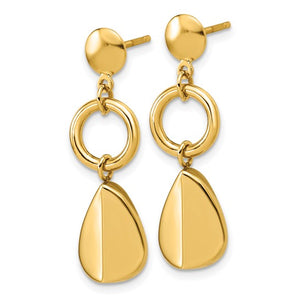14k Yellow Gold Fancy Dangle Post Earrings