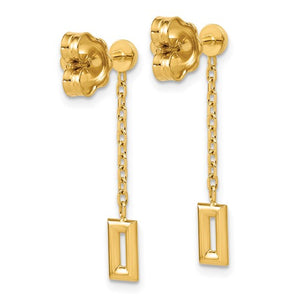 14k Yellow Gold Rectangle Dangle Earrings