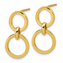 Load image into Gallery viewer, 14k Yellow Gold Double Polished Circle Dangle Post Earrings

